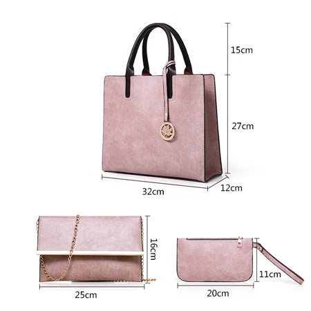 European fashion trendy and elegant temperament ladies hand-shouldered diagonal cross-body bag three-piece set