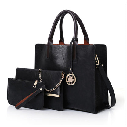 European fashion trendy and elegant temperament ladies hand-shouldered diagonal cross-body bag three-piece set