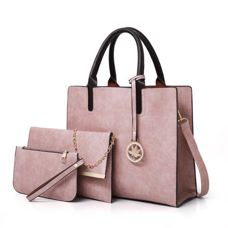 European fashion trendy and elegant temperament ladies hand-shouldered diagonal cross-body bag three-piece set