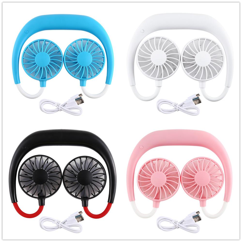 Hands-free Neck Band Hands-Free Hanging USB Rechargeable Dual Fan Mini Air Cooler Summer Portable 2000mA Sarmocare