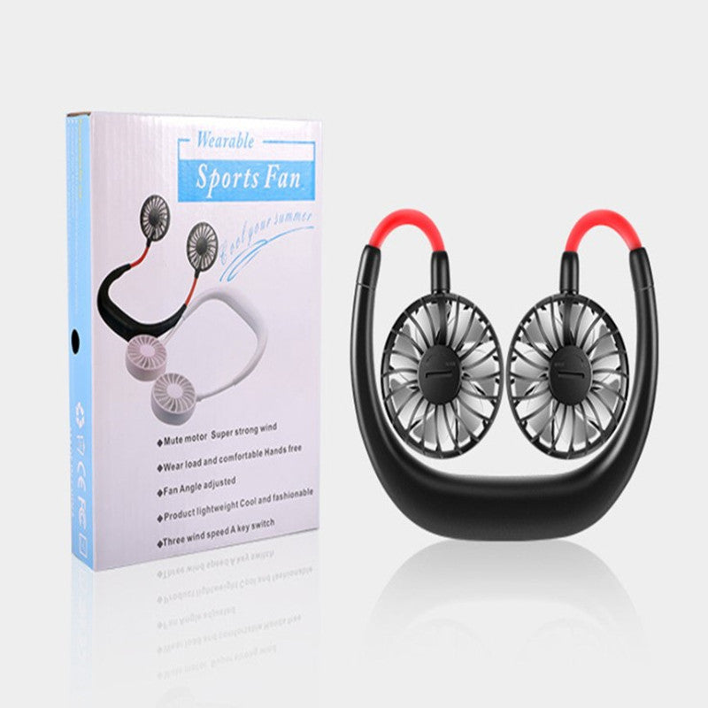 Hands-free Neck Band Hands-Free Hanging USB Rechargeable Dual Fan Mini Air Cooler Summer Portable 2000mA Sarmocare