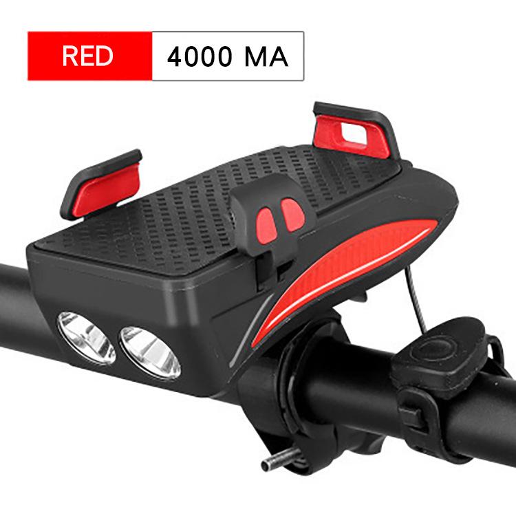 Multi-function Bicycle Light USB Rechargeable LED Bike Head Lamp Bike Horn Phone Holder Powerbank 4 in 1 MTB Cycling Front Light