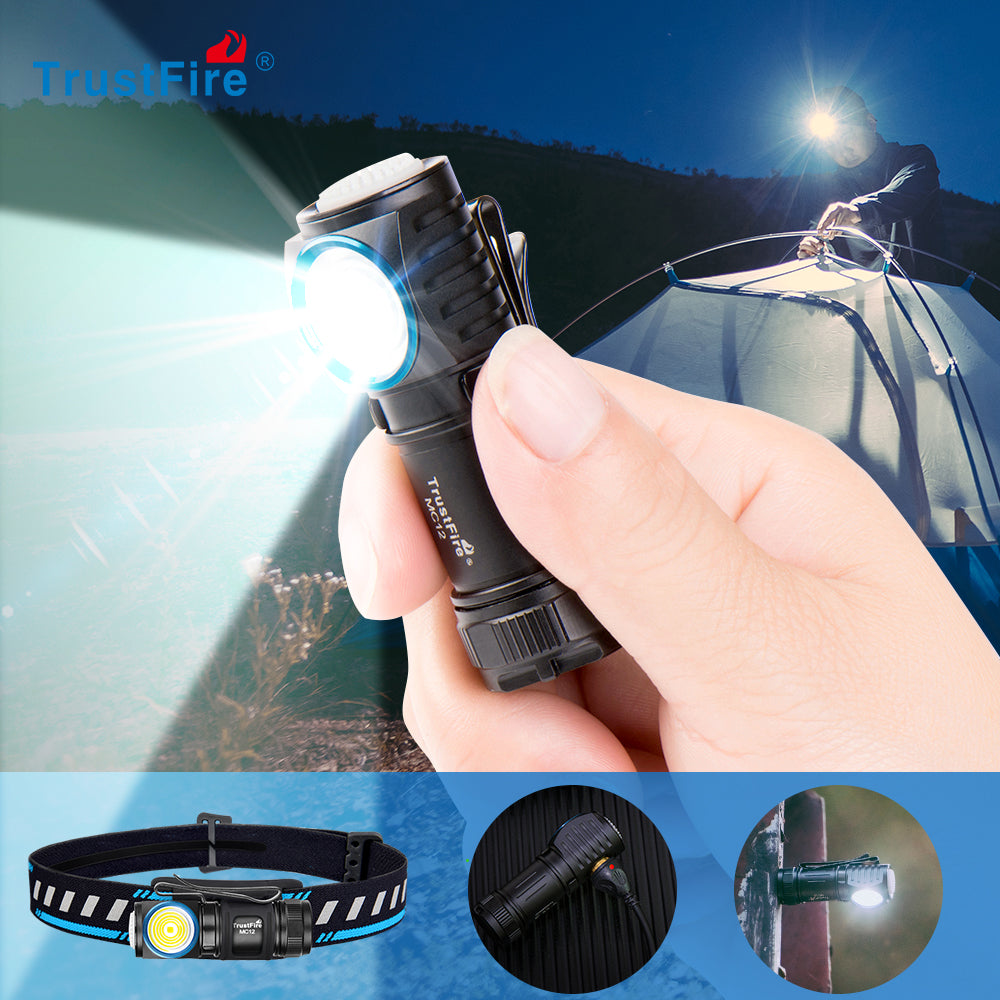 TrustFire MC12 EDC Powerful LED Flashlight 1000Lumens Magnetic Rechargeable Head Lamp CREE XP-L HI Camping Torch Flash Light