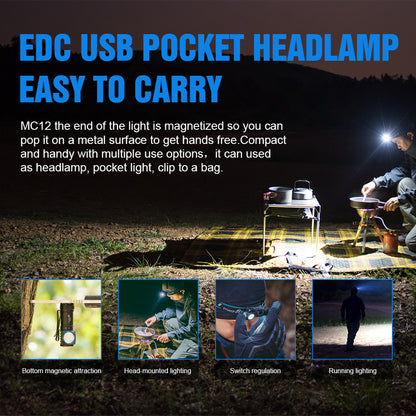 TrustFire MC12 EDC Powerful LED Flashlight 1000Lumens Magnetic Rechargeable Head Lamp CREE XP-L HI Camping Torch Flash Light